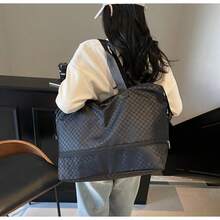 2026新款棋盘格大容量健身包，女士单肩旅行包带鞋仓，跨境热销干湿分离行李袋，简约高品质手提包 - 彩色 - 查看 2