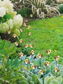 10Pcs Bee Garden Stakes Decor Metal Yard Art Ornaments Front Yard Art Stick Floral Picks Spring Summer Resin Bumble Bees Garden Stakes Outdoor Lawn Pathway Patio Plant Pot, Flower Bed Yellow Garden Stuff Graduation - Little Bee - View 7