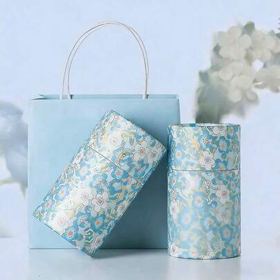 1pc Sealed Paper Tea Canister With Floral Pattern, For Storing Tea, Coffee Beans, Sugar And Nuts In Kitchen Or Pantry, Suitable As Holiday Gift Or Daily Use