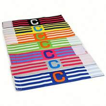 4pcs Set Tricolor Stripe C-Shaped Sleeve Bands, Instantly Identify Team Leaders On The Court, Enhance Team Cohesion. Fits Different Arm Sizes, Sweat & Rain Resistant, Non-Slip, Durable & Wrinkle-Resistant Material For Intense Matches & Daily Training - Multicolor - View 2