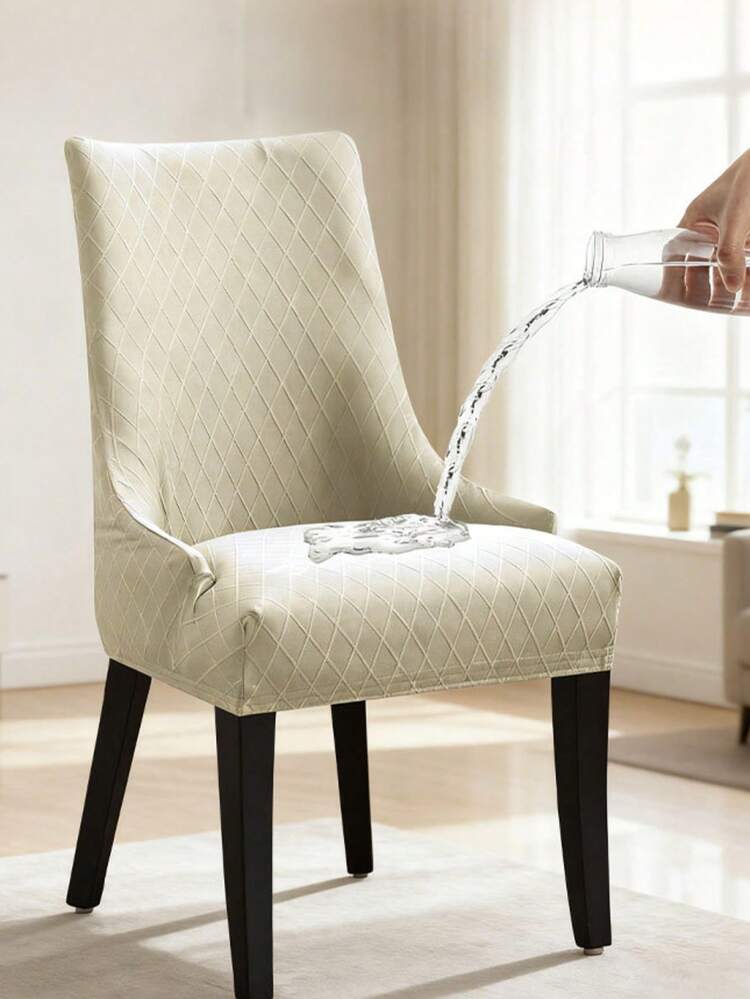Bộ 1/4/6 tấm bọc ghế bành chống thấm nước họa tiết jacquard hình thoi, màu trơn hiện đại, co giãn, dùng cho ghế ăn ở nhà, nhà hàng, khách sạn, phòng khách. - Nhiều màu - Xem 3