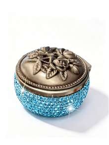 Premium Mini Round Jewelry Box, Storage Box, Miscellaneous Storage Box, Exquisite Artificial Diamond Inlay, Earring, Ring, Necklace Organizer, Portable Exquisite Small Accessory Storage Box, Suitable For Travel, Dating, Home, Travel, Party, Summer, Beach, Back To School, Dorm, Valentine's Day Best Gift, Mother's Day, Back To School Gift - Multicolor - View 14