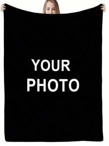 Customized Personalized Photo Flannel Blanket, Customize Your Own Photo Wedding Couple Family Throw Blanket And Any Photo, Soft Flannel Throw Blanket Digital Printing, Hand-Washable Or Machine-Washable 280gsm, All-Season Comfortable Polyester Blanket Great Gift For Friends, Family, Wedding, Birthday, Warm, Soft, Comfortable, Comfortable Personalized Ideal Gift For Him, Her, Boyfriend, Girlfriend Dad, Mom, Family, Friends, Pets, Anniversaries, Valentine's Day, Mother's Day, Birthdays, Father's Day, Weddings, Graduation, Christmas, Sofa, Bed, Car, Bedroom, Living Room, Office, Outdoor Camping, Beach, Wall Decoration - Multicolor - View 2