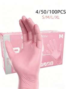 50 chiếc găng tay nitrile dùng một lần màu hồng chất lượng cao, bền chắc, chống thấm nước, thích hợp cho việc rửa chén bát, lau dọn, xăm hình, làm đẹp, nhuộm tóc, khách sạn, chăm sóc thú cưng, dọn dẹp nhà cửa và các công việc thiết yếu khác. - hồng - Xem 1