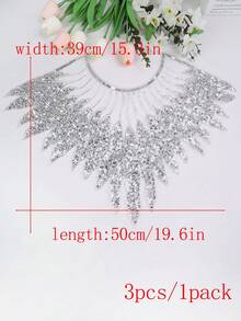 1 件/长：50 厘米/宽：39 厘米 新款蕾丝刺绣网眼水晶亮片串珠链肩披肩 DIY 礼服配饰，新娘礼服装饰 - 多色 - 查看 46