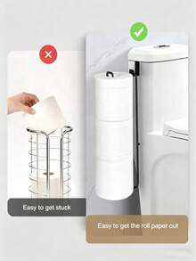 2pcs Iron Toilet Paper Holder, No Drilling Needed Wall Mounted Bathroom Tissue Roll Rack With Towel Bar, Waterproof Rust-Proof Space Saving Storage Organizer, Multi-Functional Wall Hook For Bathroom Kitchen Dorm, Easy Installation Durable Bathroom Accessory, Practical Dorm & Home Essential - Multiple Styles - View 6