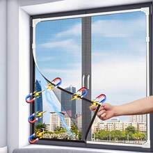 1pc White Magnetic Mosquito Net Screen, Self-Adhesive Magnetic Mesh, Easy Installation Invisible Fly Screen, No Drilling Required - White - View 17