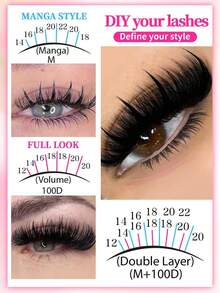 272/248pcs D-Curl Faux Mink Eyelash Extensions, 16 Rows, 10-20mm Pointed Lashes + 100D+120D+160D+200D Anime Style Lashes, 0.07mm Reusable Lash Set For Party, Wedding, Date, Halloween And Daily Wear - Multicolor - View 4