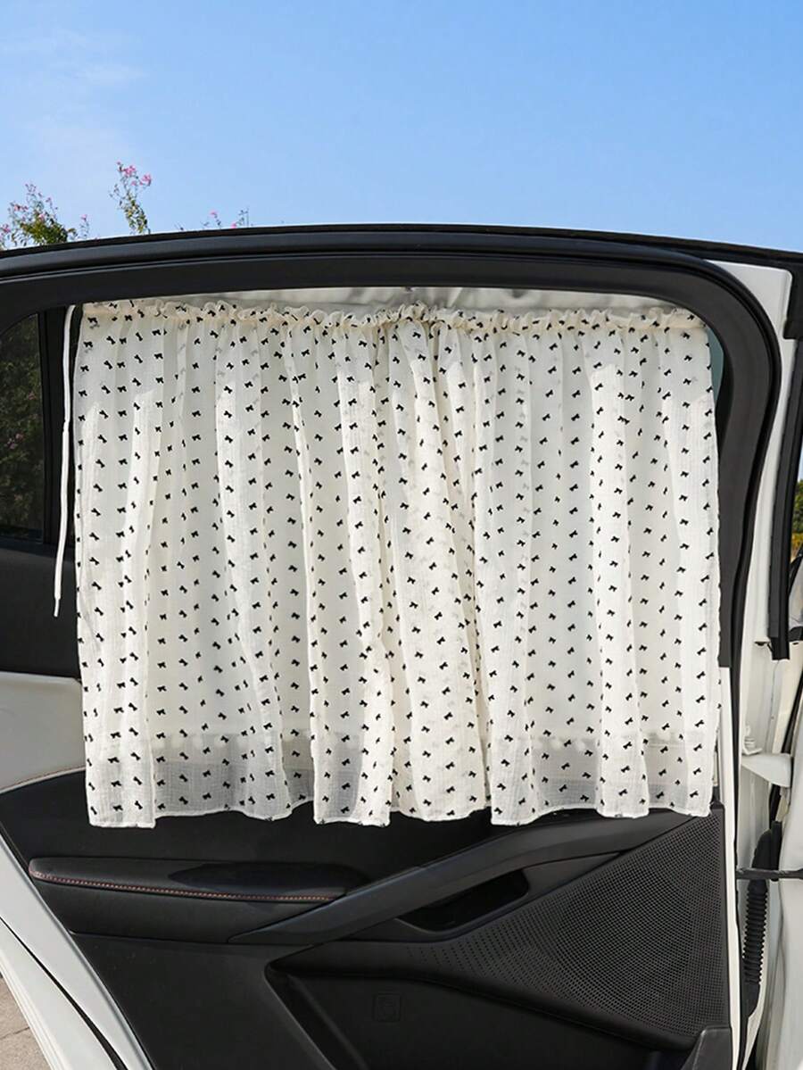 1pc Double-Layer Baby Car Sun Shade, Heat Insulation, Sunshade Curtain, Car Retractable Sun Visor - White - View 1