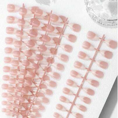 5pcs/Set Milky White Ombre Nail Strips, Long Stiletto, Short Almond, Short Oval, Short Square Nail Tips, Multiple Styles Available