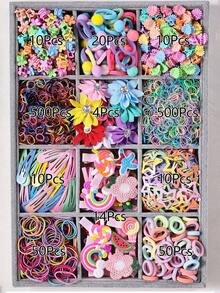 1178pcs Girls Hair Accessories Set, Includes Various Hair Ties, Bow Hair Clips, Small Flower Hair Claws, Suitable For Daily Wear, Great Gift For Friends - Multicolor - View 8