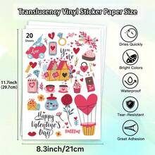 20 Sheets Printable Vinyl Sticker Paper, Translucent A4 (21.08X29.72 Cm) 65% Clear Self-Adhesive Sheets, Quick-Dry Vivid Colors Decal Paper, Tear-Resistant For Inkjet Printers - A4/20 Sheets Transparent - View 3