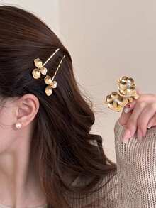 Kẹp tóc hình hoa ngọc trai giả kiểu cung điện cổ điển, kẹp tóc bên hông sang trọng cao cấp kiểu Pháp, phụ kiện tóc đa năng thời trang dành cho nữ, kẹp tóc, móng vuốt tóc, đồ trang trí tóc. - Vàng - Xem 9