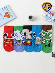 1/5/10 Pairs Warner Bros Socks, Women Short Socks, Breathable Summer Socks With Superhero Cartoon Patterns, Korean Style Casual Socks For Ladies, Moisture-Wicking, Versatile, Fashionable Cartoon Crew Socks, Suitable For Students, Adults, Gifts And Daily Wear - Multicolor - View 12