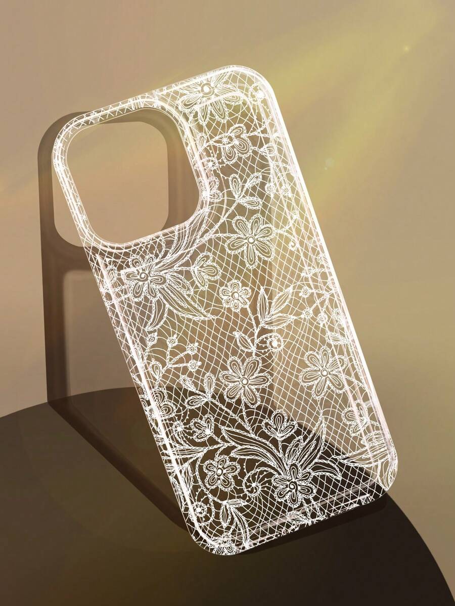 1 buah Casing Ponsel Transparan Lembut Motif Renda Romantis dengan Bantalan Udara, Cocok untuk iPhone 11/12/13/14/15/16 Pro Max - MultiWarna - View 1