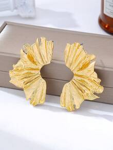 1 Đôi bông tai đinh tán hình cánh hoa hình học tối giản, đa năng, phù hợp cho nữ giới đeo hàng ngày, dự tiệc, du lịch hoặc làm quà tặng. - Vàng - Xem 4