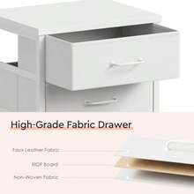 Maihail - Archivador móvil de 3 cajones con ruedas de tela vertical se adapta a tamaño A4 o carta para oficina en casa color - Blanco - Ver 7