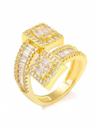 Nhẫn đôi hình tròn đan chéo hai tông màu thời trang, món quà trang sức ý nghĩa cho Ngày Valentine.