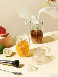 1pc/3pcs Plastic Cocktail Shaker And Stainless Steel Stirrer, Cocktail Shaker, Graduated Hand-Shaken Bubble Tea Shaker, Transparent Bar Tools, Stainless Steel Cocktail Stirrer, Bartender Accessories, Lemon Crusher, Suitable For Home Kitchen Bar Tools, Bartender Utensils Ice Crusher, Multi-Functional Corrosion-Resistant Rust-Proof Ice Crusher - View 2