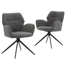 Drehbarer Esszimmerstuhl (2er-Set) Sessel mit Metallbeinen, Freizeitstuhl, samtähnlicher Stoff,dunkelgrau - GRIS FONCÉ + Chenille + Métal - Voir 4