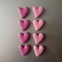 8pcs Cute Dual-Color Heart-Shaped Fridge Magnets, Pink Resin Heart Fridge Stickers, Personalized Kitchen, Office Whiteboard, Storage Cabinet And Dishwasher Fridge Magnets, Kitchen Decor, Romantic Home Decor - Multicolor - View 5