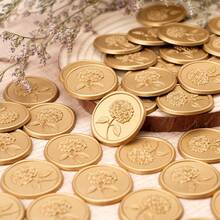 25pcs 3D Hydrangea Wedding Invitation Envelope Wax Seal Stickers, Suitable For Invitations, Christmas, Gift Packaging - Light Brown - Light Brown - View 5