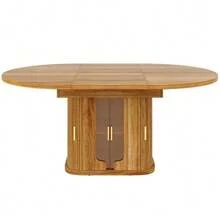 Extendable Dining Table, Dining Table, Kitchen Table, Round Dining Table, Extends To Oval, 118-158 Cm, Seats Up To 6 People, Dining Table With Glass Doors, Walnut - Natural Color - View 6