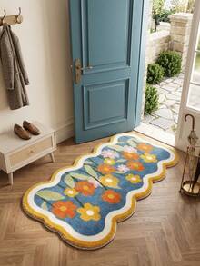 1pc Exclusive Custom-Made Floral Print Faux Cashmere Rug, Soft Plush Material, Bow Stripe Rug, Bowknot Rug, Fresh Style, Girly Rug, Living Room Rug, Bedroom Rug, Entryway Rug, Kitchen Rug, Bathroom Rug, Gaming Room Rug, Study Rug - Multicolor - View 23