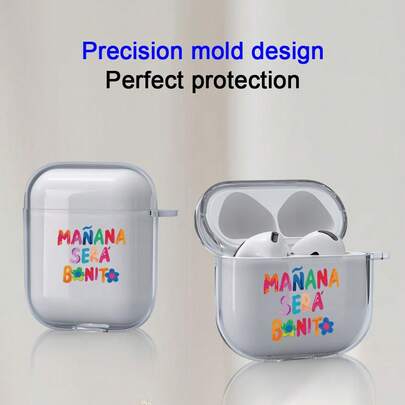 Colorful Personalized Letter Pattern "Tomorrow Will Be Beautiful" Bluetooth Earphone Protective Case, Suitable Compatible With AirPods 4/3/2/Pro 2/Pro, Fashionable And Protective, Stylish Appearance, Ideal Gift For Valentine's Day, New Moon, Eid, Easter, Made Of TPU Material