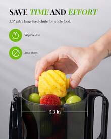 GDOR Cold Press Masticating Juicer Machines, Self Feeding Slow Pure Juicer, 5.3" Extra Feed Chute Fit Whole Vegetable And Fruit, Grey. - Grey - View 3