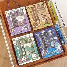 6pcs Student Stationery Gift Set, Portable Writing & Drawing Tools, Smooth Ink Flow, Easy To Erase, Cute Astronaut & Capybara Themed, Including Pencil, Ruler, Notebook, Pencil Sharpener & Eraser, In Rectangular Gift Box, Suitable For Classroom, Office, Back To School, Graduation, Party, Campus, Travel, Also A Great Birthday Gift - Multicolor - View 8