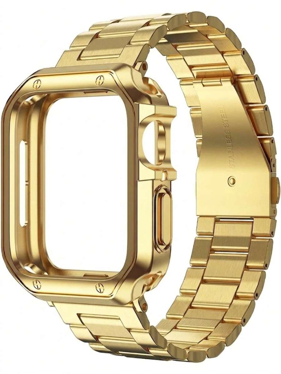 两件套不锈钢表带和TPU表壳组合，兼容 49mm、46mm、44mm、45mm、41mm、40mm、38mm，防震表壳适用于Ultra/SE11/10/9/8/7/6/5/4系列，智能手表表带配件，替换表带，男女皆宜，适合日常、户外、旅行、聚会等场合，是馈赠亲友的绝佳礼物。