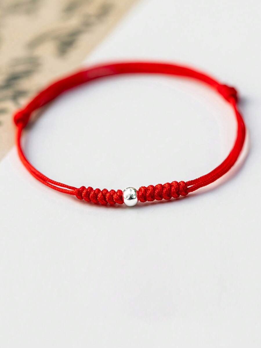 1 chiếc vòng tay hạt cườm kiểu Trung Quốc bằng bạc Sterling S925, kiểu dáng thanh lịch, tối giản và đa năng, món quà độc đáo dành cho phụ nữ, gia đình và bạn bè. - Hạt cườm - Xem 1