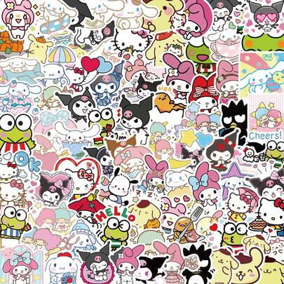 100pcs Cartoon Cat Sticker Set, Pink Rabbit Stickers, Big Ear Puppy Stickers, Black Devil Stickers, White Cat Stickers, Bow Cat Stickers, Frog Stickers, Yellow Puppy Stickers, Penguin Stickers, Party Favors, Waterproof Stickers, Suitable For Books, Diaries, Phone Cases, Laptops, Tablets, Water Bottles, Great For Holidays, Birthdays, Teacher Rewards