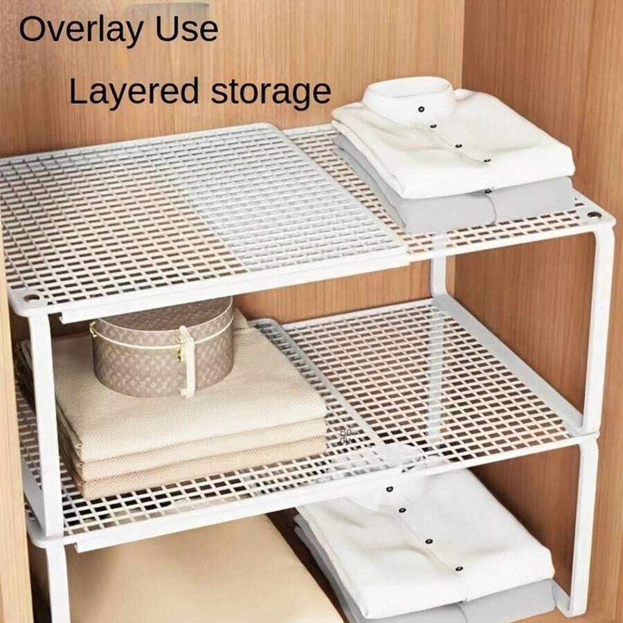 1pc Heavy Duty Adjustable Height Closet Organizer Rack, Telescopic Design Space-Saving Clothing & Shoe Storage Shelf, Suitable For Cabinets, Easy Installation, Applicable To Various Shelving Systems, Wardrobe Organizer, Tiered Storage Rack, Upgraded Expandable Version,Bedroom Room Decor,Back To School - Retractable - View 1