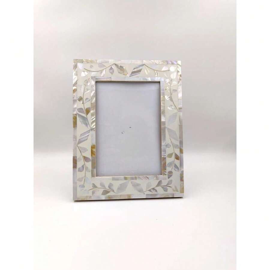 White Mother Of Pearl Hanrafted Designs Photo Frame 7x5 Pearl Hanrafted - A - View 1