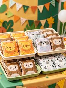 100pcs Jungle Animal Gift Bags, Self-Seal Bags, Birthday Party Favor Bags, Jungle Animal Party Treat Bags, Jungle Theme Party Favor Packaging, Baby Shower Candy Bags, Wild Party Supplies, Gender Reveal Decorations, Baking Cookie Bags, Jungle Animal Home Decor, Room Decorations, Jungle Animal Birthday Decorations, Jungle Animal Gifts, Birthday Presents, Party Favors - Jungle Animals - View 5