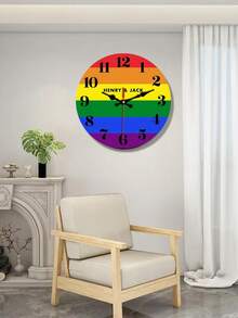 LGBT骄傲彩虹背景个性化礼物个性化时钟 - 彩色 - 查看 4