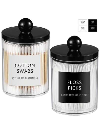 Hộp đựng tăm bông acrylic có nắp đậy (1/2/4 chiếc), thích hợp để đựng tăm bông, bông gòn, bông tẩy trang, chỉ nha khoa, hộp nhựa trong suốt, lọ đựng thuốc, hộp đựng đồ trang điểm trong phòng tắm.