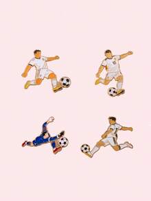 1 Ghim cài áo hình cầu thủ bóng đá bằng hợp kim, ghim cài áo chủ đề thể thao bóng đá, quà tặng trang trí ba lô dành cho người hâm mộ bóng đá. - Nhiều màu - Xem 1