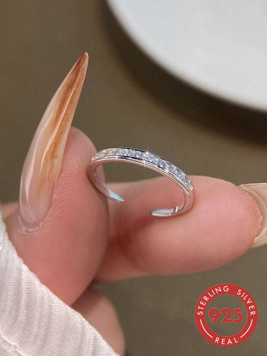 1枚优雅圆形脚趾戒指，S925纯银精致身体饰品，适合女孩参加派对和舞会，是送给爱人的精美礼物。 - 細圈鑽腳趾環 - 查看 1