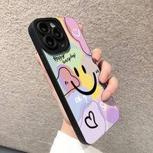 Funda para iPhone 11/11 pro/11 pro max/12/12 pro/12 pro max/13/13 pro/13 pro max/14/14 pro/14 pro max/15/15 pro/15 pro max/16/16 pro/16 pro max/17/17 pro/17 pro max con diseño de corazón sonriente y adorable, funda de silicona suave tipo caramelo. - Estilo (1 pieza) - Ver 4