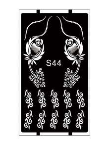 Hana Hand-Drawn Hollow Floral Tattoo Stencil - Sexy Floral Pattern, Suitable For Hands, DIY Painting, Ink, Reusable Mandala Design Template Stickers, Suitable For Women Body Party Makeup - Black - View 9