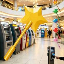 2D/3D Printed Starlight Magic Wand Contactless Payment Card Holder, Suitable For Card Payment Scenarios, Parties, Gatherings, Mother's Day Gift, Graduation Gift, Father's Day Gift, Summer Festival, Concert, Cosplay Accessory, Magic Prop - Multicolor - View 2