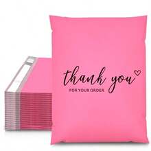 JinRuiKJ Thank You Poly Mailer de 12 x 15.5 pulgadas 50 unidades bolsas de envío para ropa bolsas de embalaje para pequeñas empresas sobres de envío fuertes impermeables y resistentes al - Gracias Rosa - Ver 2
