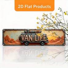 Biển trang trí 2D phẳng kiểu cổ điển "VAN LIFE", kích thước 10 x 40 cm (3.9 x 15.7 inch), khung trang trí cầu kỳ, có thể treo trong nhà/ngoài trời, chỉ dùng để trang trí. - A - Xem 3
