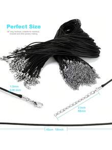 10/20/50/100 条装 1.5mm 蜡绳项链 - DIY 首饰制作配件，适合日常和节日佩戴，男女皆宜 - 可调节黑色扣环，长度 45cm/18 英寸，多功能工艺材料，可用于创意设计 - 黑色 - 查看 3