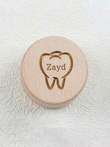 1pc Personalized Baby Tooth Fairy Wooden Box, Custom Text Kids First Lost Tooth Keepsake Container, Baby Shower Gift,Personalized Wooden Tooth Box - Multicolor - View 11