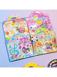 High Quality 3D Cute Stereoscopic Stickers, Shiny Embossed Decor, Japanese Anime Cartoon Style, Crystal Embossed Gem Diamond Stickers, Solid Texture, Exquisite Stereoscopic Design; Reusable Waterproof Stickers - Multicolor - View 2