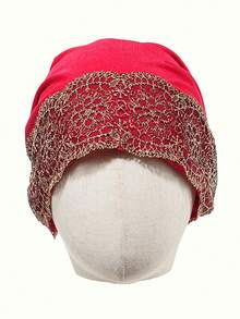 1 pieza Pañuelo bohemio de poliéster de unicolor con aplicaciones de encaje, adecuado para boda, vacaciones, todas las estaciones, playa, viaje - 1 pieza de encaje - Ver 5